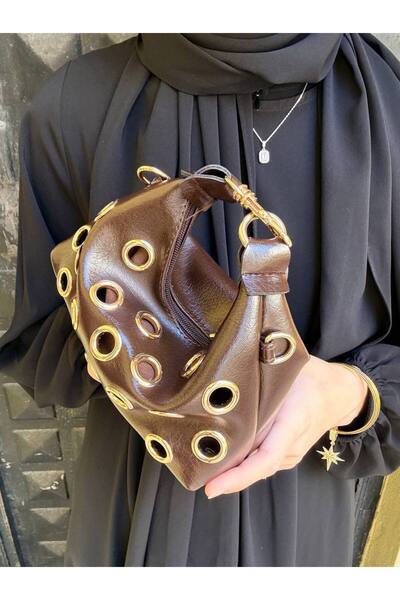 H&D COLLECTİON Leather Look Handbag with Gold Metal Accessories, Suitable for...