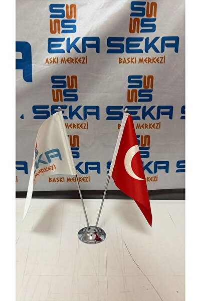 SEKA BASKI MERKEZİ Firmaya Özel 2 li V model masa bayrağı