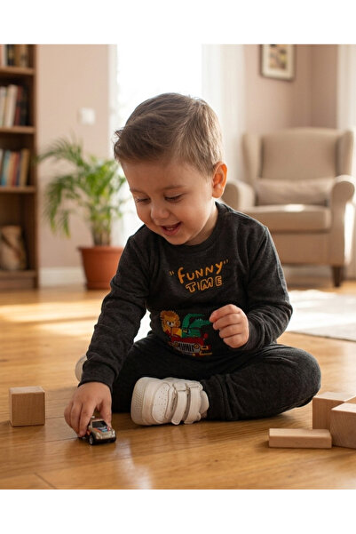 MONVOİ KİDS Baskılı Pamuk Penye Alt Üst Erkek Bebek Takım
