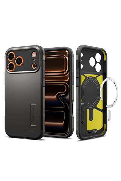 Spigen iPhone 17 Pro Case, Tough Armor "T" MagSafe (ACS10362), shockproof, gray