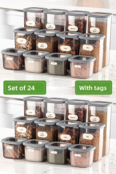 Mira Home Set de 24 de recipiente pentru depozitarea alimentelor cu etichete,...
