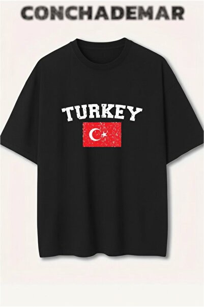 Vordevia Tricou din bumbac premium supradimensionat cu imprimeu pentru echipe...