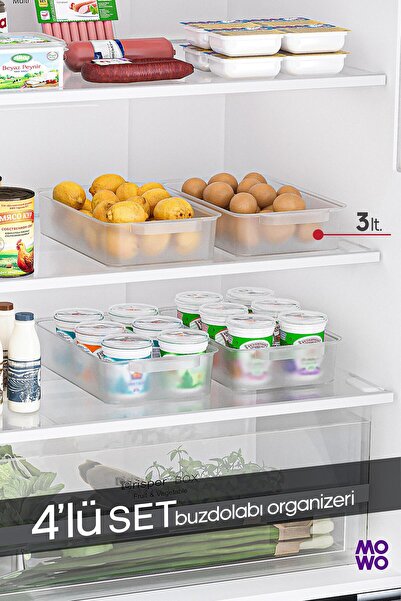 Mowo Home 4 Pieces 3 Lt. Refrigerator Organizer, Kitchen Organizer, Bathroom ...