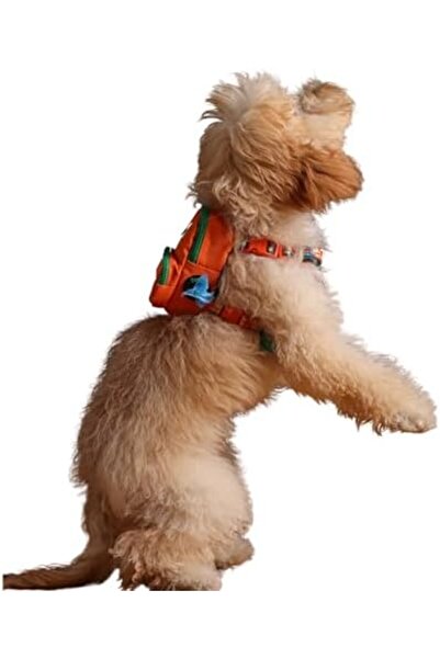 Yıldızan Srdshop, Orange, Chest Harness with Bag, Dog Backpack – 2-in-1 Chest...