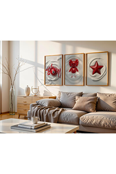 Tuba Decor Set de picturi pentru sufragerie cu rame din lemn, 3 piese, artă p...