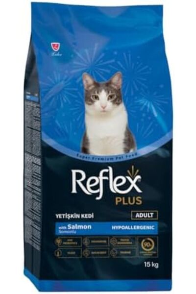 zkra shop Reflex Plus Yetişkin Kediler için Somonlu Kedi Maması, 15 kg 1053162