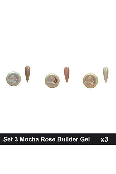 global fashion Set 3 Mocha Rose Builder Gel 15g - Nr.02, Nr.04, Nr.06
