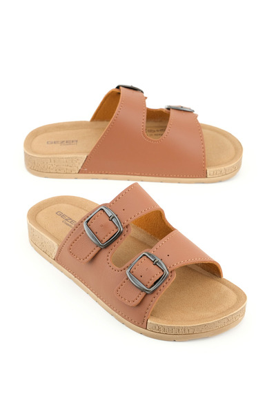 GEZER Women's Summer Casual Slippers Comfortable Sole Faux Leather Two Buckle...