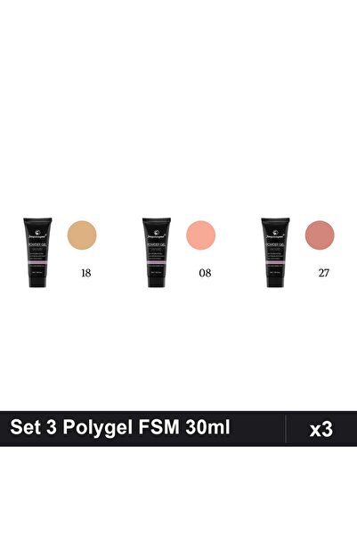 FSM Set 3 Polygel 30ml - Nr.18, Nr.08, Nr.27 - Constructie Unghii