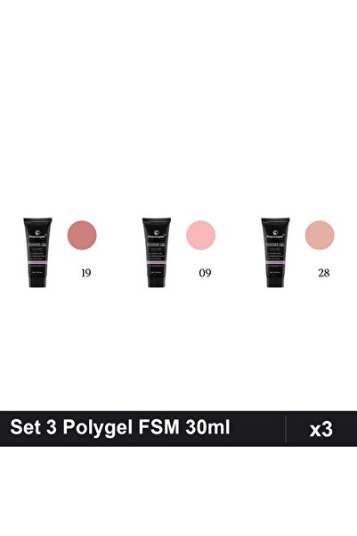 FSM Set 3 Polygel 30ml - Nr.19, Nr.09, Nr.28 - Constructie Unghii