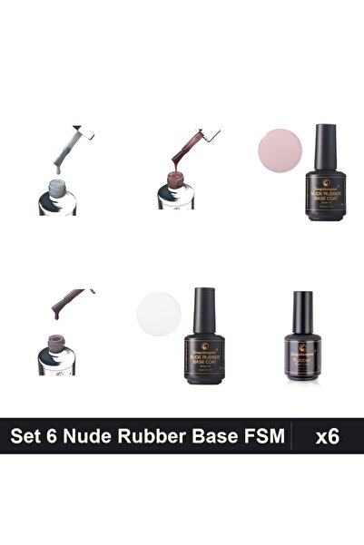 FSM Set 6 Nude Rubber Base 15ml - Nr.15, Nr.04, Nr.14 - Baza Rubber