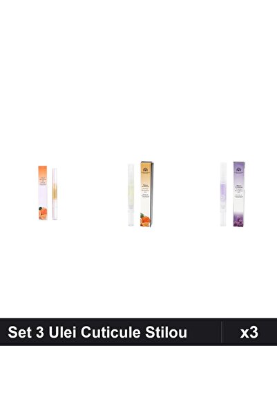 global fashion Set 3 Ulei Cuticule Tip Stilou - Orange, Portocală, Lavandă