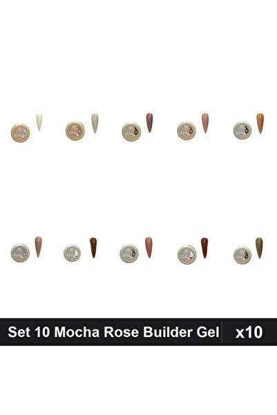 global fashion Set 10 Mocha Rose Builder Gel 15g - Nr.01-10 Constructie Unghii