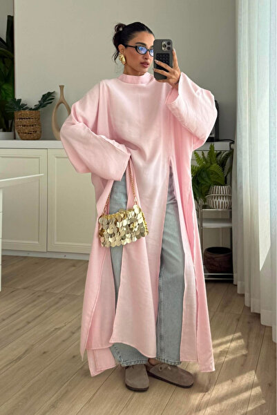 My Blog Pink Slit Design Abaya - 8515