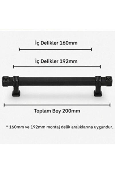 Kenzlife mobilya kulpu şato metal mat siyah 160 mm dolap kulbu 01 adet kulp g...
