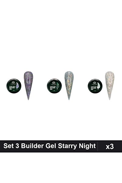 global fashion Set 3 Starry Night Builder Gel 15g - Nr.05, Nr.06, Nr.08