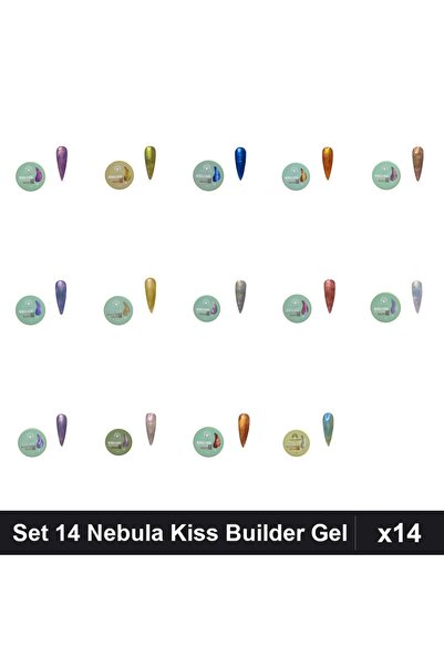 global fashion Set 14 Nebula Kiss Builder Gel 15g - Nr.01-16 Constructie Unghii
