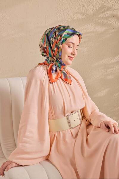 Silk Home وشاح حرير تويلي مخطط بخطوط رفيعة
