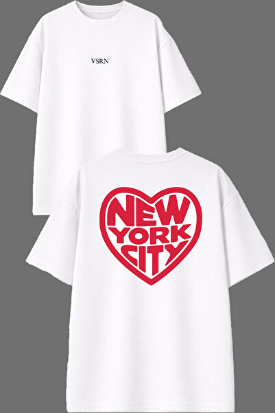 VSRN Red Heart New Design Front and Back Printed White Oversize T-Shirt