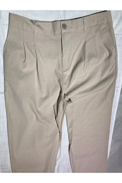 Erkek Pileli Baggy Beli Lastikli Kumaş Pantolon