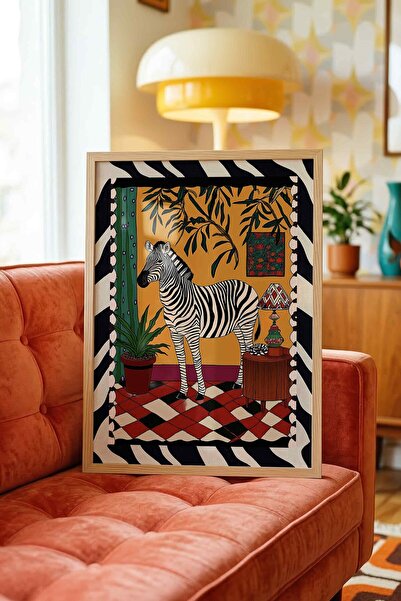 Buka Shops Dopamine Decor with Maximalist Zebra and Chess Background - Wooden...