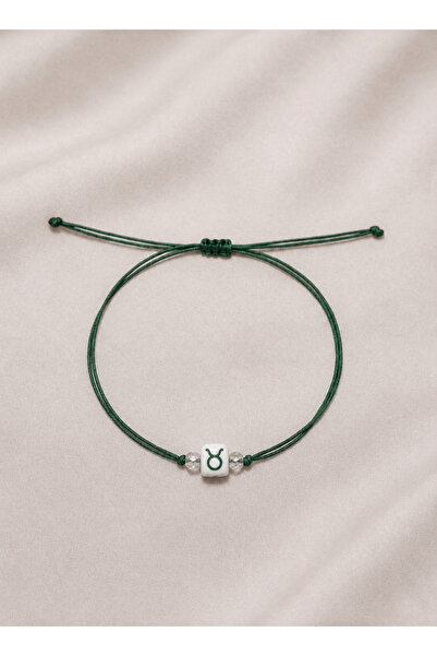 Femenino Taurus Sign Green Rope Adjustable Minimal Bracelet