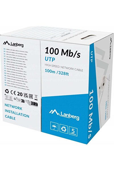 Lanberg Cablu LAN UTP 100Mbps 100m Fir CCA Gri