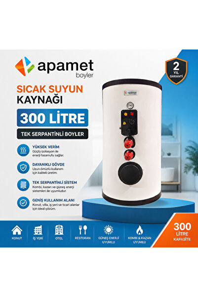 Karışık Apamet 300 litre tek serpantinli boyler