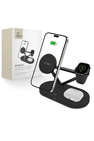 Tech-Protect încărcător wireless A41 3 în 1 QI15W, negru