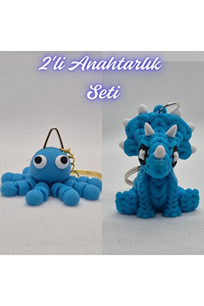 3DAtölyeMaker Light Blue Confused Octopus and Light Blue Knitted Pattern Tric...