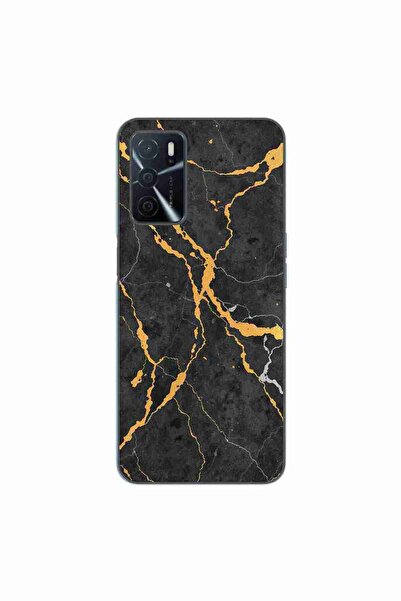 OEM Husa compatibila cu Oppo A16 Silicon Gel Tpu Model Noir Gold Marble