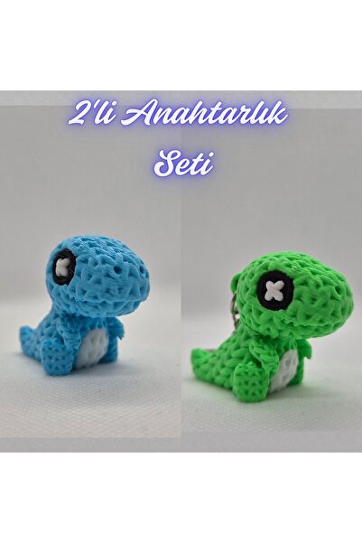 3DAtölyeMaker Light Blue Knitted Pattern Moving Dino and Green Knitted Patter...
