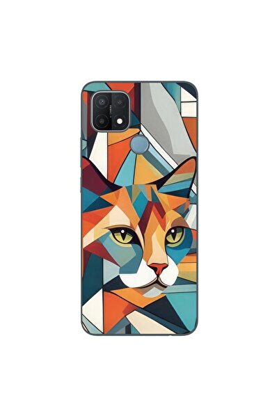 OEM Husa compatibila cu Oppo A15 si A15s Silicon Gel Tpu Model Cubic Cat Art