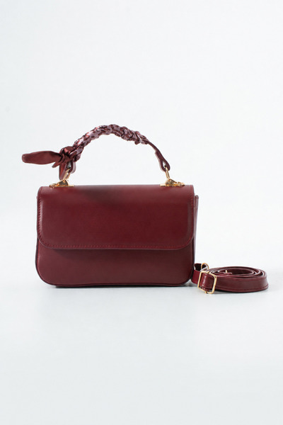 DEV 3 ADAM Burgundy Scarf Box Model Hand Shoulder and Crossbody Women's Bag