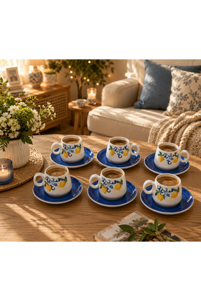 Yasvera Ceramics 6kişilik 12 parça Lüxs kahve fincanı
