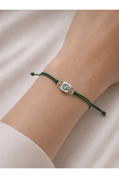 Femenino Cancer Zodiac Sign Green Thread Adjustable Minimal Bracelet