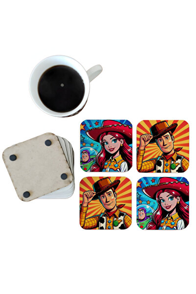 Ghostbastır Toy Story Decorative Wooden Coaster Set 041