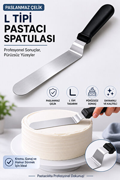 Yenilig Paslanmaz Çelik L Tipi Pastacı Spatulası Profesyonel Pasta Sıvama ve ...