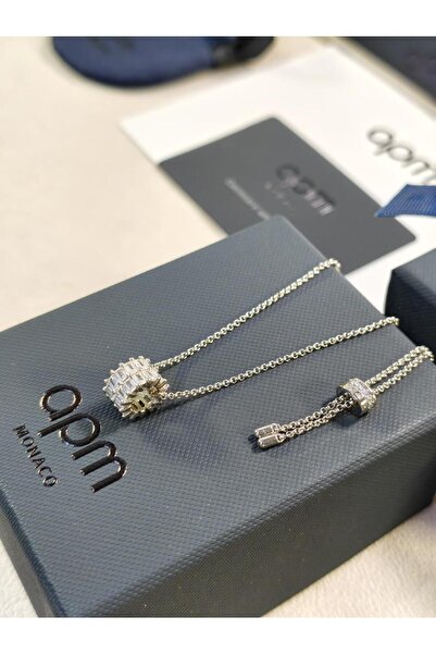 Generic Apm Square Stone Chain with Accessories - Silver