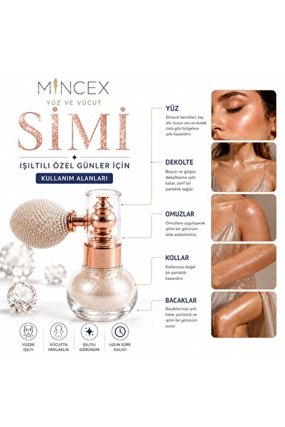 Mincex Yüz ve Vücut Simi Gümüş&Beyaz Highlighter