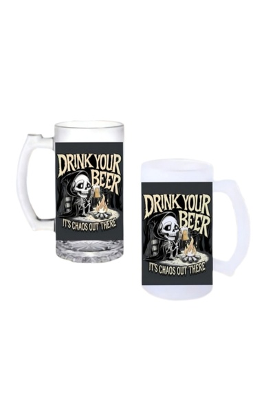 Ghostbastır Kaos Her Yerde Beer Glass with Handle, Available in Frosted or Tr...