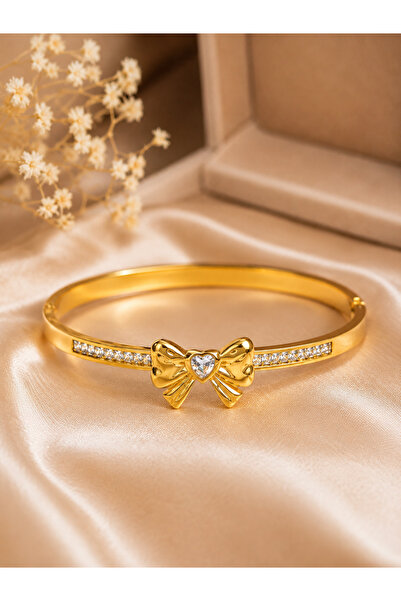 Passion by rahi Stainless Steel Plated 18K Gold Buckle Inlaid With Bow Zircon...