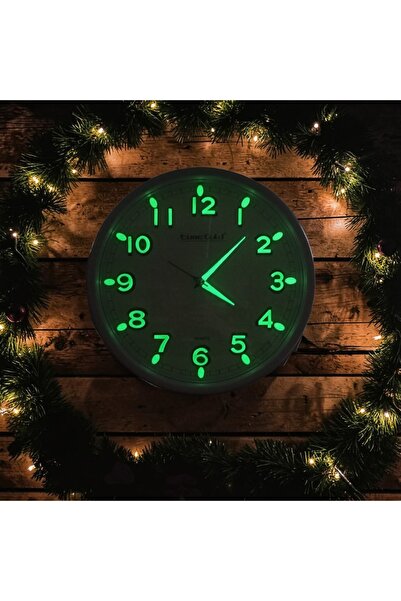 Time Gold Fosforlu 3D Bombeli Cam Sessiz Akar Saniye Duvar Saati Beyaz Çap 28 cm