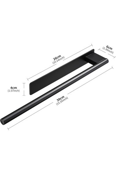 Choice3 Black Bathroom Towel Racks No Drill Double Adhesive Towel Bar Stainle...