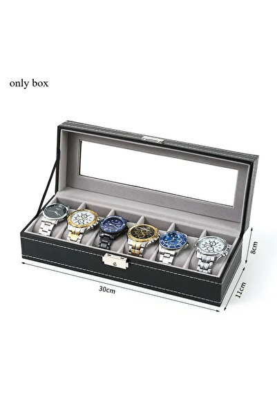 Choice Black 6 solts Newly Upgraded Classic Watch Storage Box,Practical,Exqui...