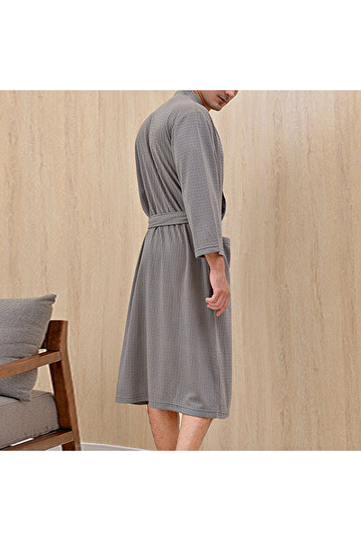 Choice6 M gray Waffle Transparent Bathrobe Men Women Summer Thin Robe Shower ...