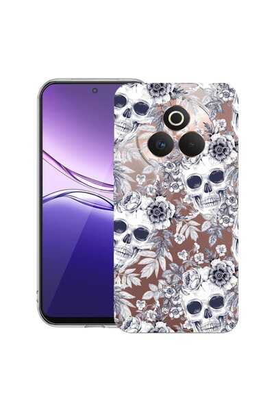 bestcase Калъф за Realme P3 Pro с дизайн Череп в черно и бяло, Прозрачен тънъ...