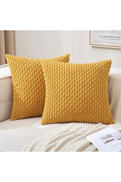 Choice17 45x45CM 1Pcs Yellow Fall Decorative Throw Pillow Covers Soft Corduro...