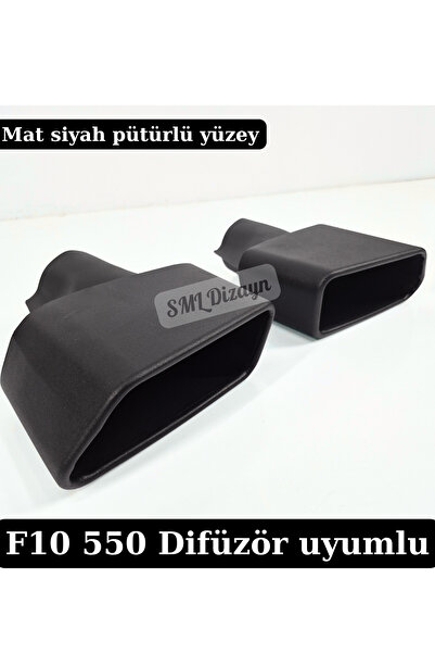 SML Dizayn BMW 5 Serisi F10 550i Uyumlu Kare Egzoz Ucu - Mat Siyah Pütürlü Ka...