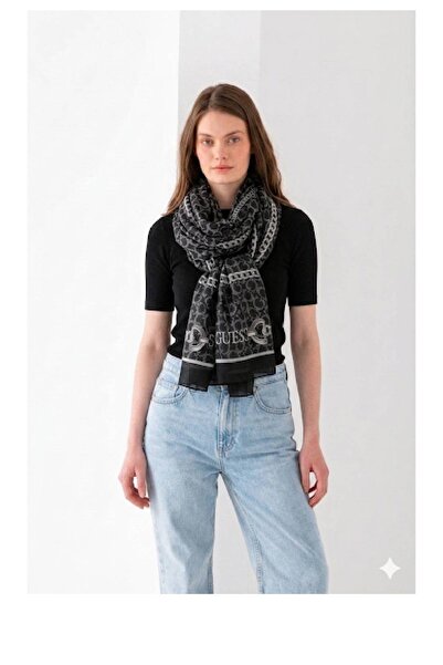 Guess Printed Scarf 60 X 180 Shawl Scarf Awu507Pol03 -Bla